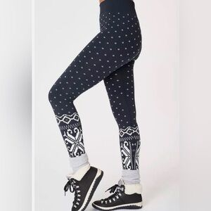 Sweaty Betty Navy Fair Isle Knit Leggings